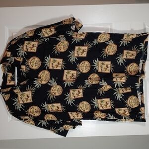 Newport Blue Hawaiian Style Short Sleeve Button Up Casual Bright Shirt Size L